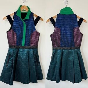 Three Floor Multi Color Mini Skater Dress (sz 6)